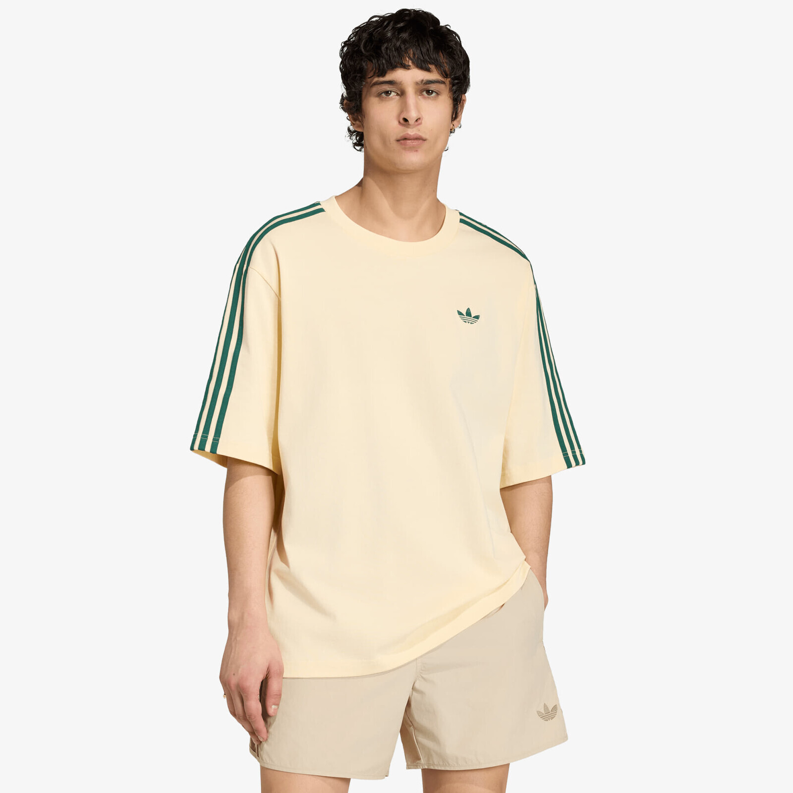 T-shirt adidas Adicolor 3-Stripes Oversized T-Shirt Warm Vanilla/ Collegiate Green S