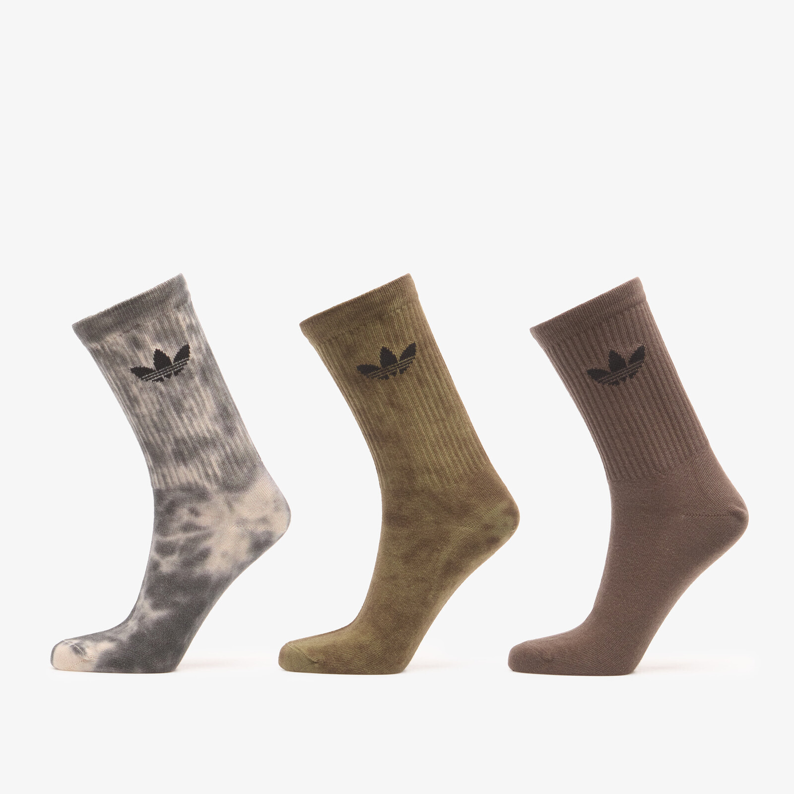 adidas Tie Dye Crew Socks 3 Pairs Carbon/ Focus Olive/ Shadow Olive M