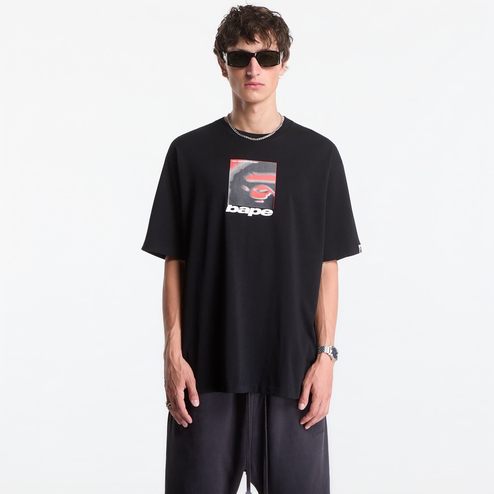 T-shirt A Bathing Ape Spray Ape Head Box Relaxed Fit Tee UNISEX Black L