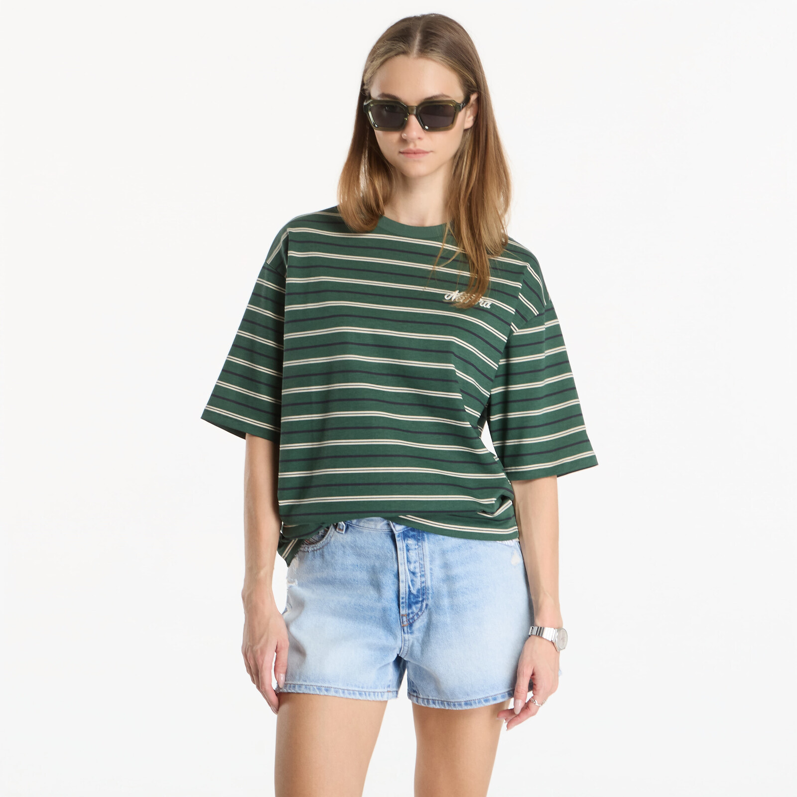 T-shirt New Era Stripe OS Tee UNISEX Latte S