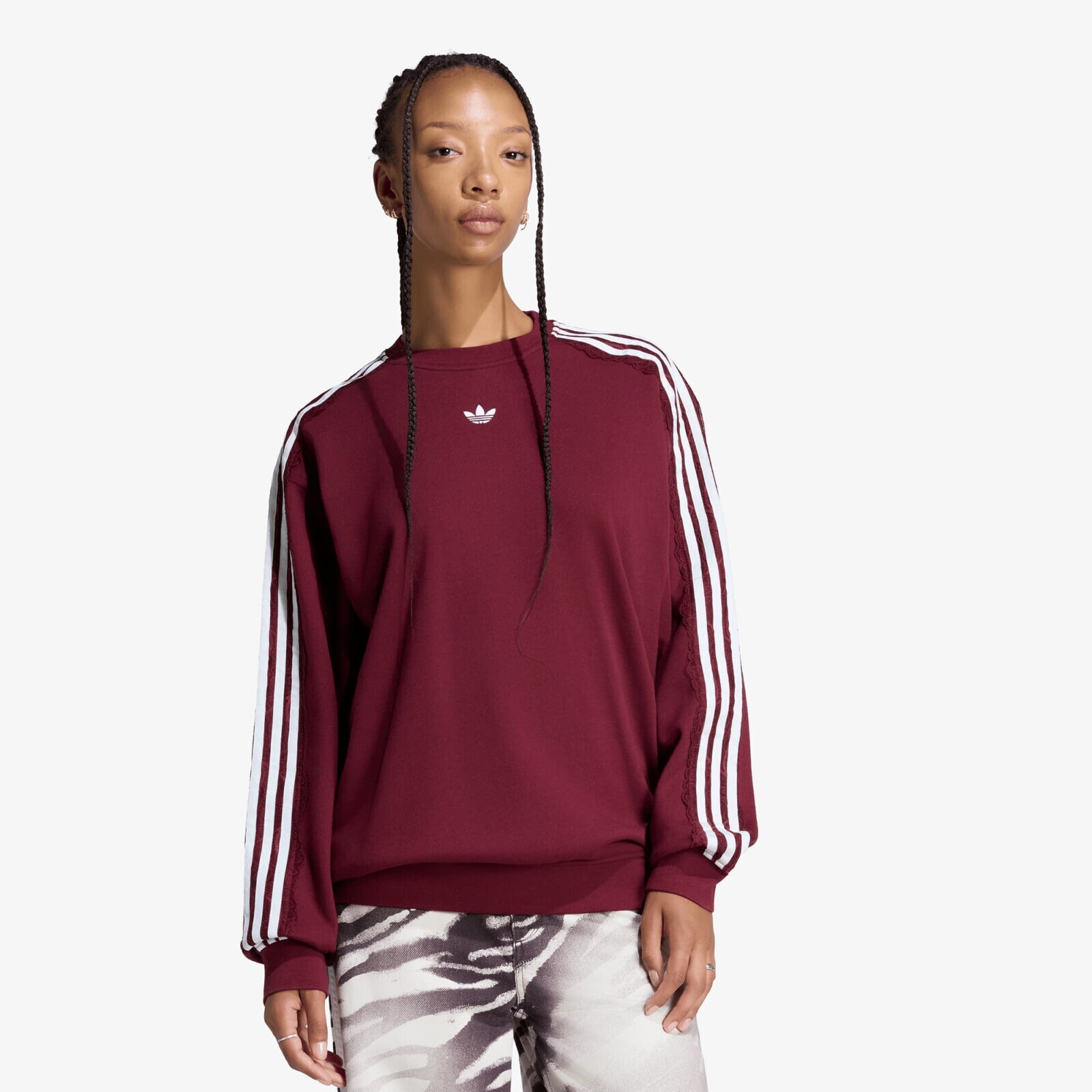 Sweatshirt adidas Lace 3 Stripes Crew Shadow Red XS
