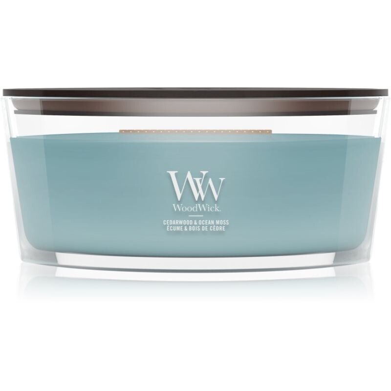 Woodwick Cedarwood & Ocean Moss scented candle with wooden wick 453.6 g