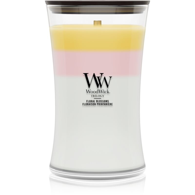 Woodwick Trilogy Floral Blossoms scented candle with wooden wick 610 g