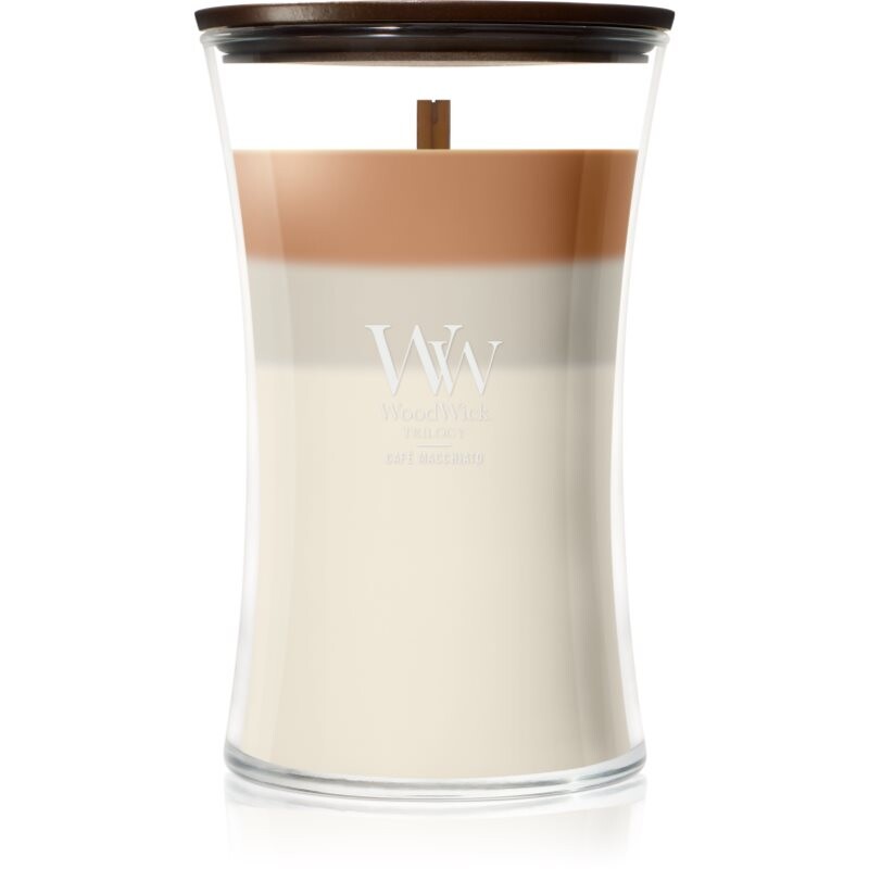 Woodwick Trilogy Café Macchiato scented candle with wooden wick 610 g