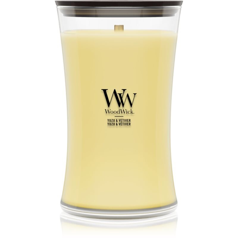 Woodwick Yuzu & Vetiver scented candle with wooden wick 610 g