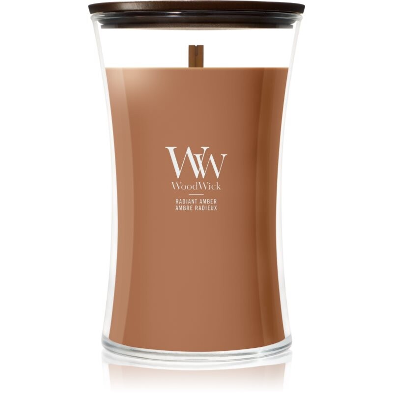 Woodwick Radiant Amber scented candle with wooden wick 610 g