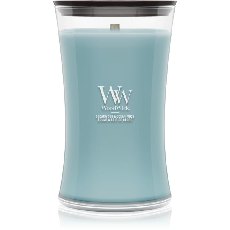 Woodwick Cedarwood & Ocean Moss scented candle with wooden wick 610 g