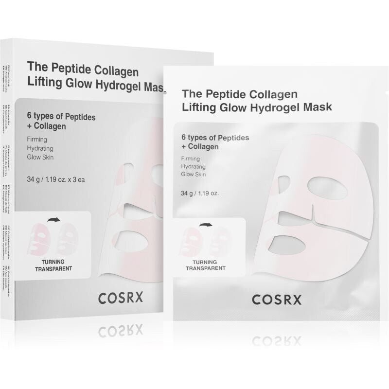 Cosrx The Peptide Collagen Lifting Glow Hydrogel Mask firming face mask with moisturising effect 3x34 g