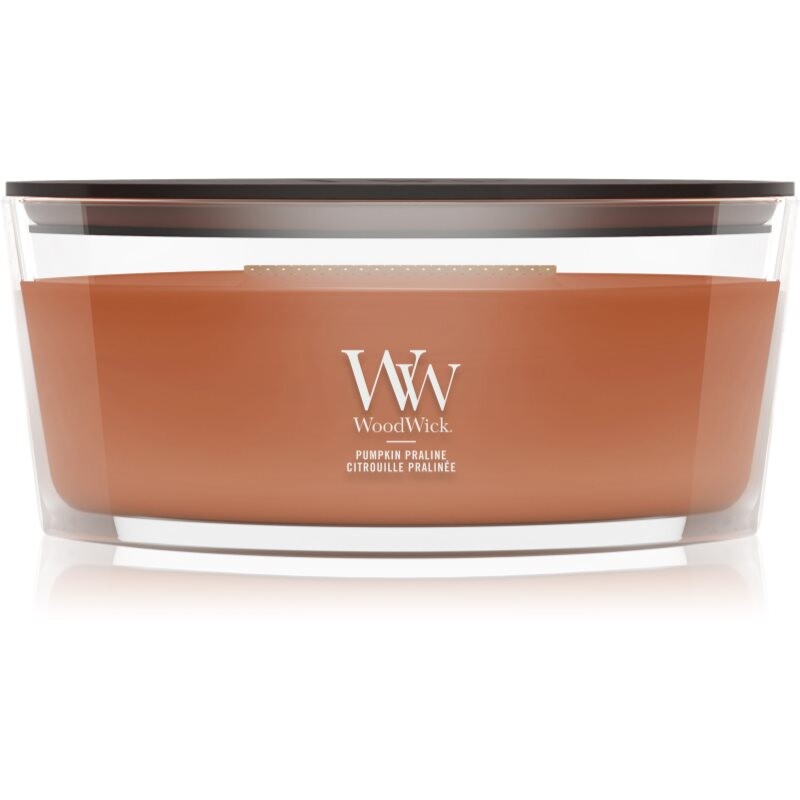 Woodwick Pumpkin Praline scented candle with wooden wick 453.6 g