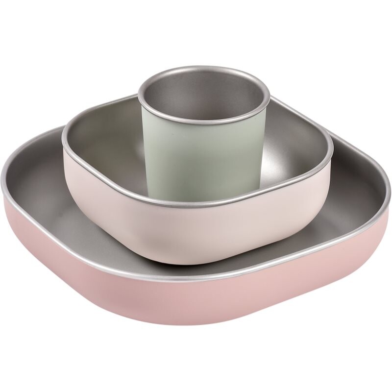 Beaba Stainless Steel Meal Set dinnerware set Cotton Candy 4m+
