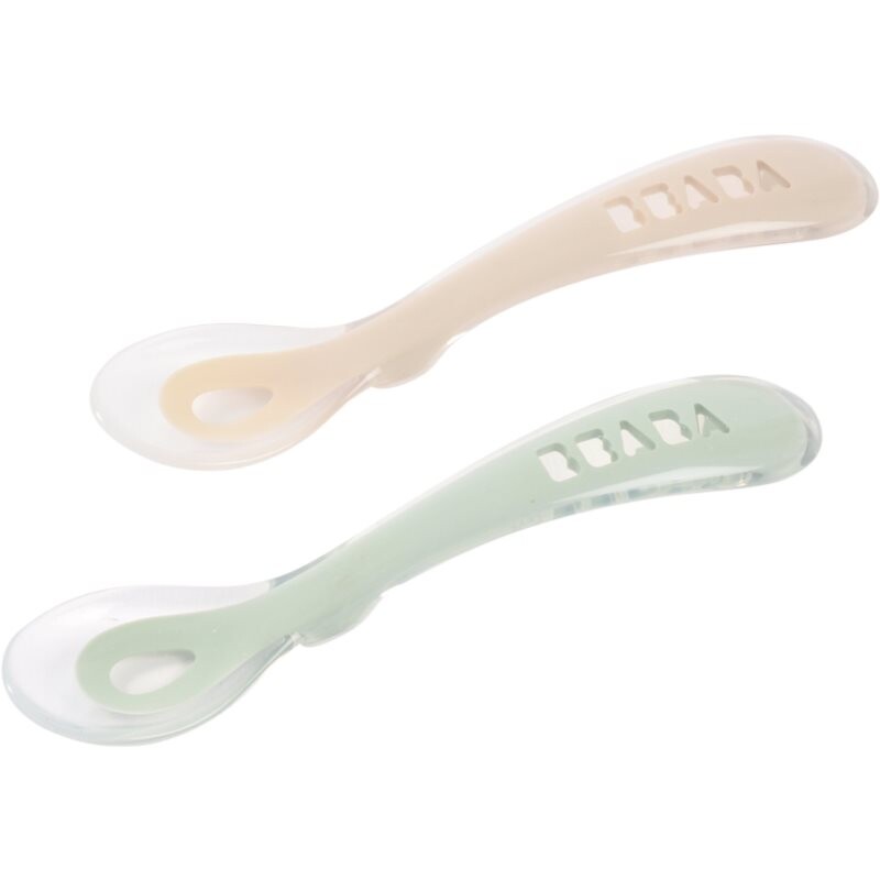 Beaba Silicone Spoon Set spoon Clay / Misty green 8m+ 2 pc