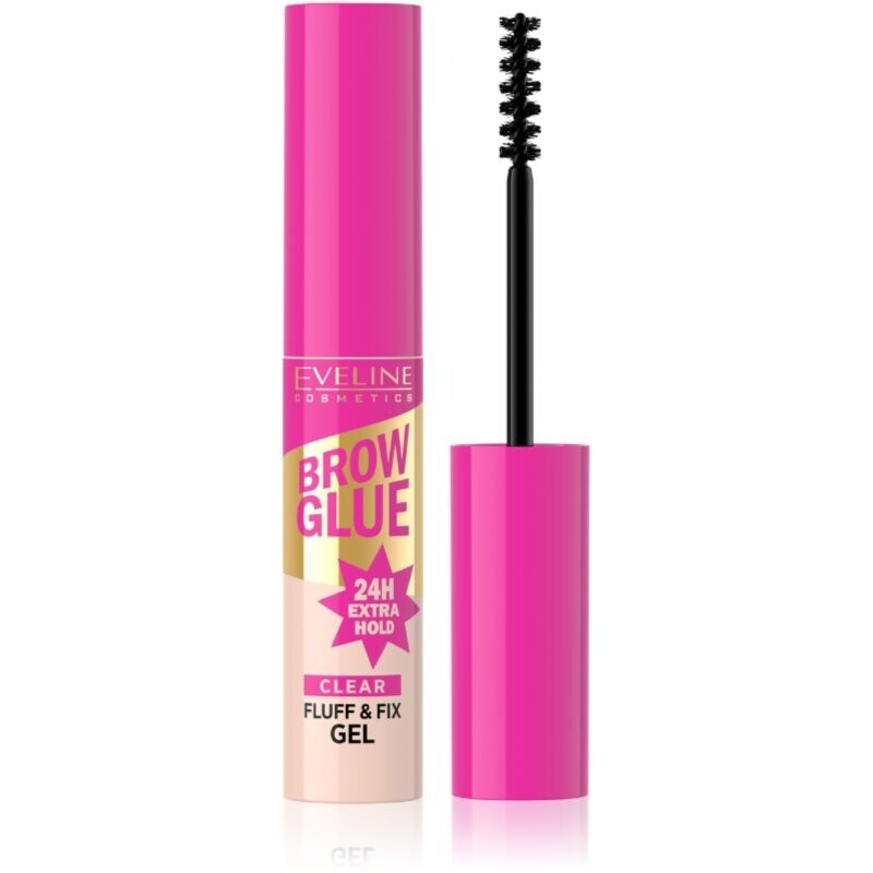 Eveline Cosmetics Brow Glue Fluff & Fix Gel long-lasting eyebrow gel shade Transparent 6 ml