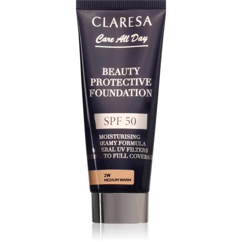 Claresa Care All Day Beauty Protective Foundation skin protecting foundation SPF 50 shade 2W Medium Warm 30 ml