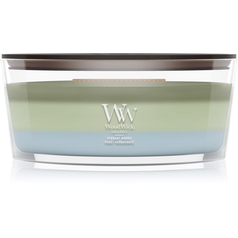 Woodwick Trilogy Verdant Woods scented candle with wooden wick 453.6 g