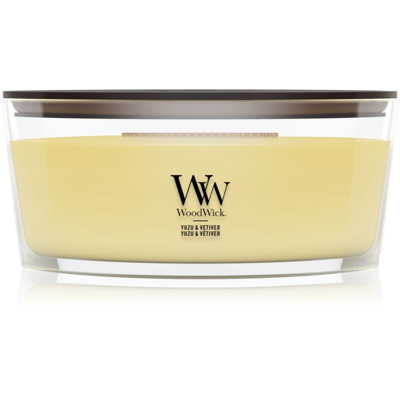 Woodwick Yuzu & Vetiver scented candle with wooden wick 453.6 g