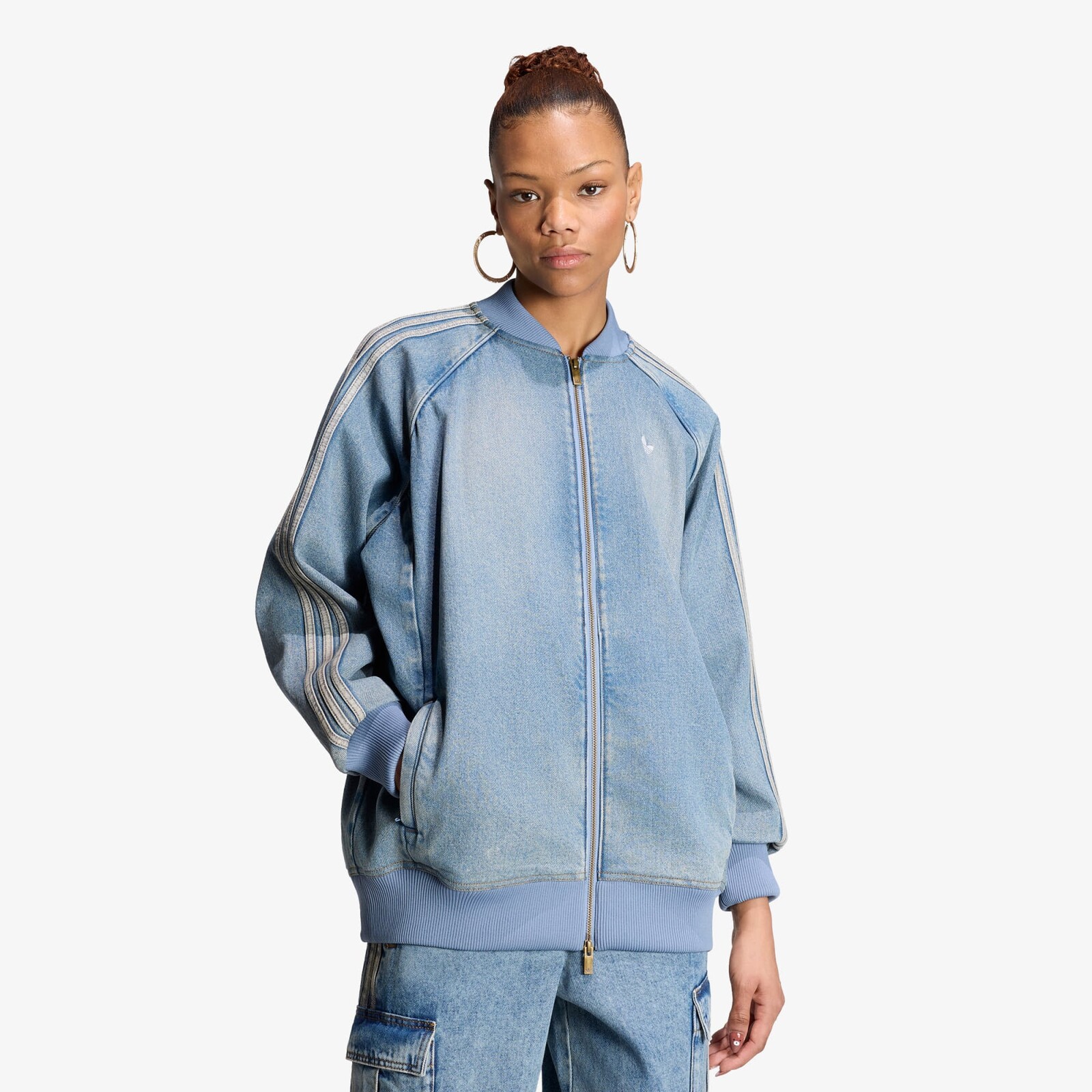Jacket adidas SST Oversized Denim Tracktop Worn Blue Denim S