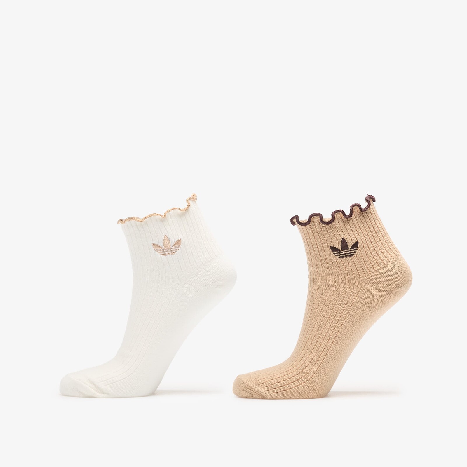 adidas Ruffle Quarter Socks Off White/ Magic Beige/ Aurora Coffee M