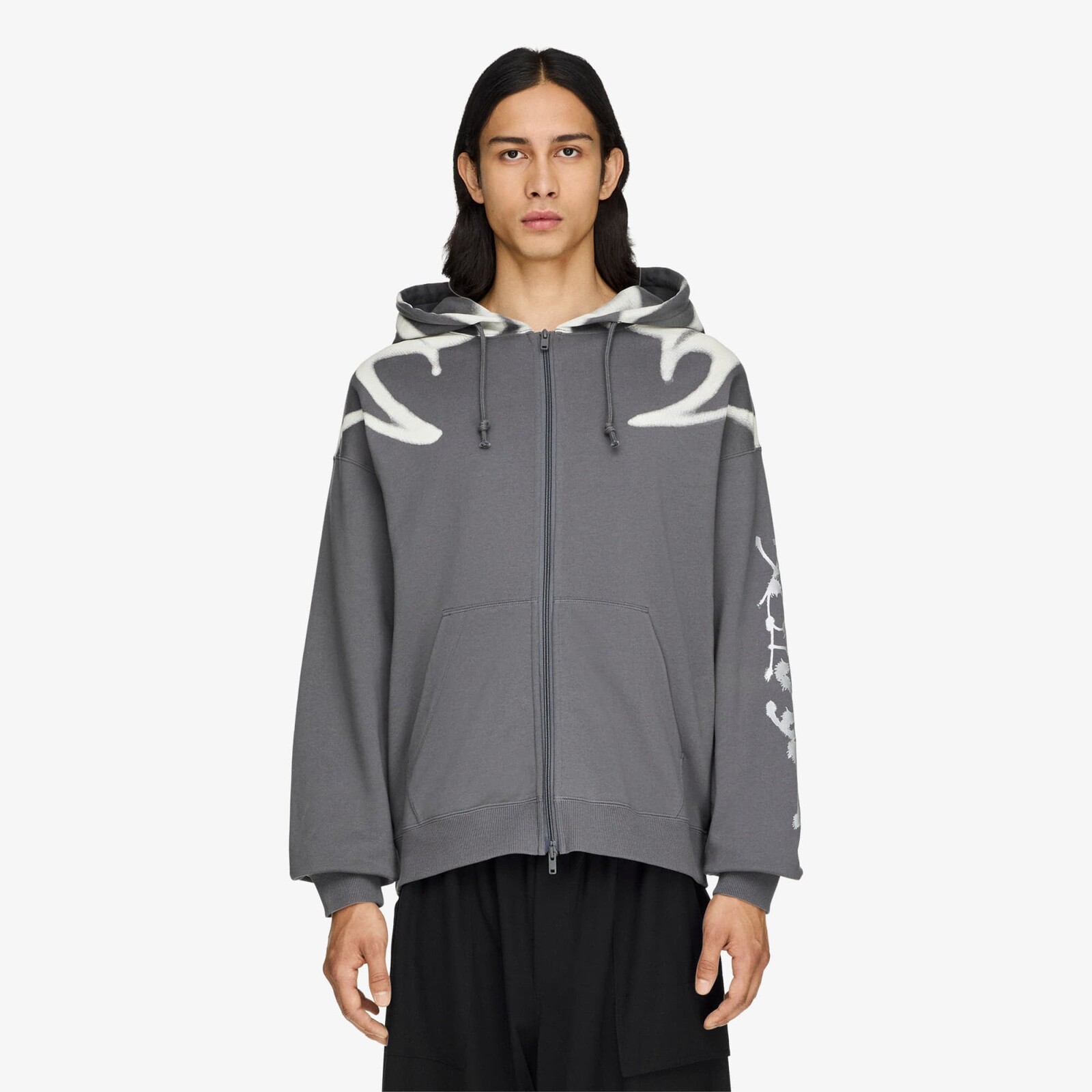 Sweatshirt Y-3 Chito Graphic French Terry Zip Hoodie UNISEX Grey Five L