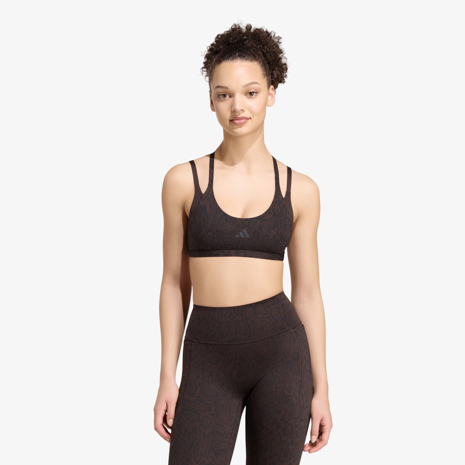adidas Optime Workout Snake Strappy Light Support Bra Aurora Coffee/ Black S