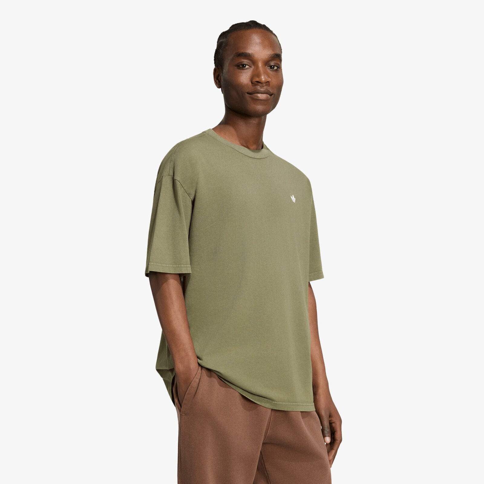 T-shirt adidas Trefoil Essentials Washed Loose Dropped Shoulder T-Shirt Olive Strata S