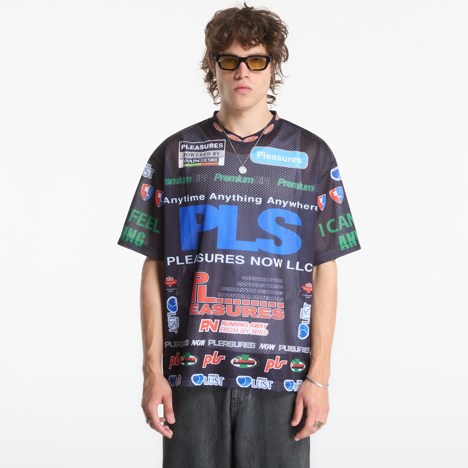 T-shirt PLEASURES Oral Mesh Shirt Black L