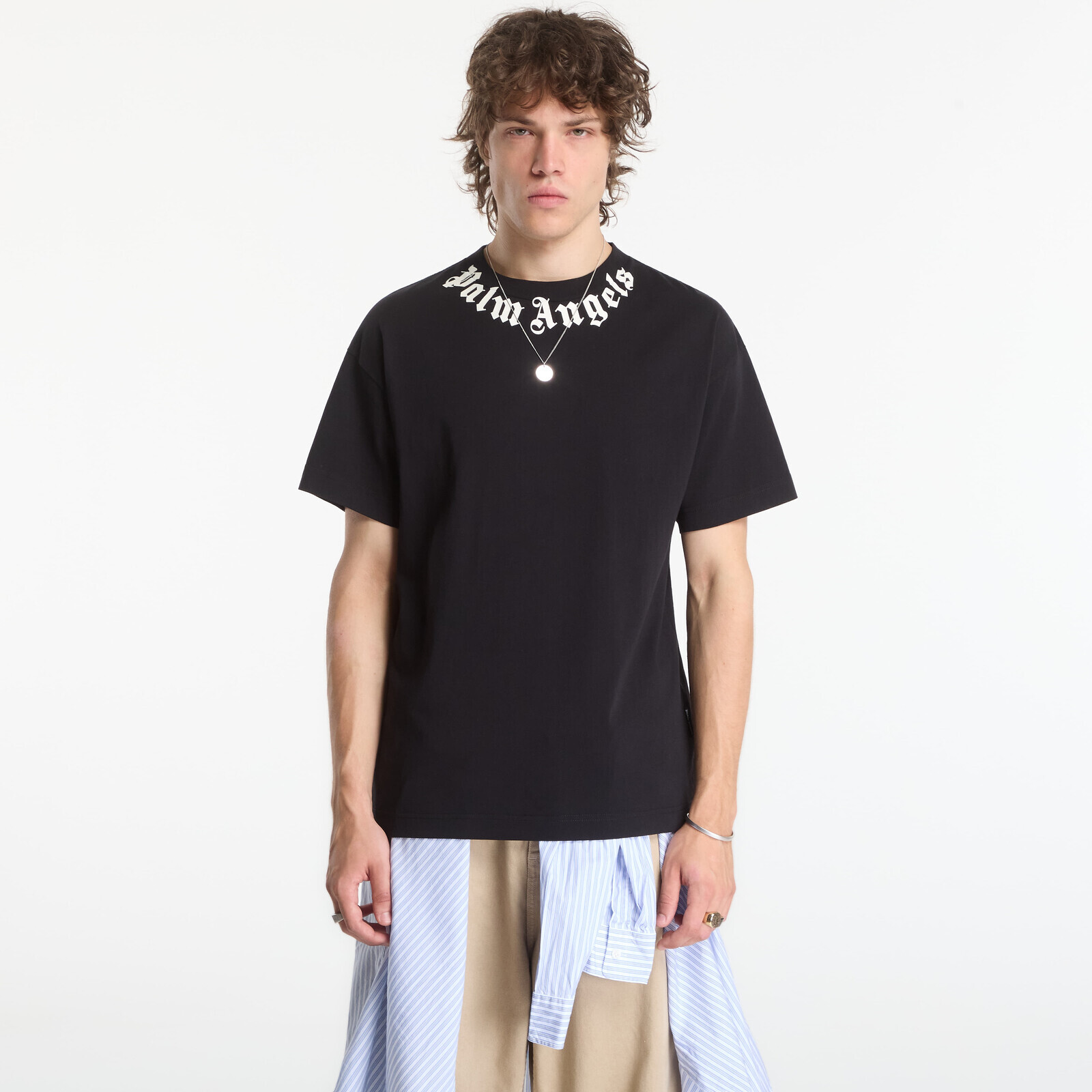 T-shirt Palm Angels Neck Logo Regular Tee Black/ Off White XL