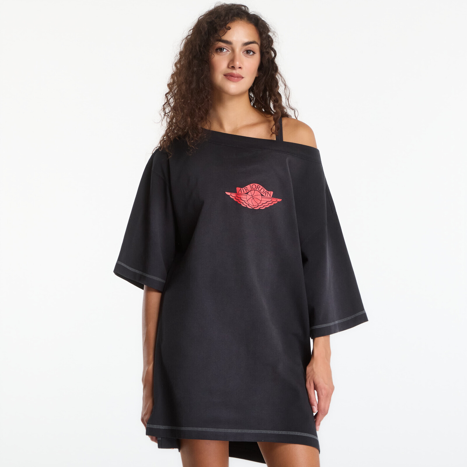 Nike Jordan Flight T-Shirt Dress Black/ University Red/ Iron Grey S