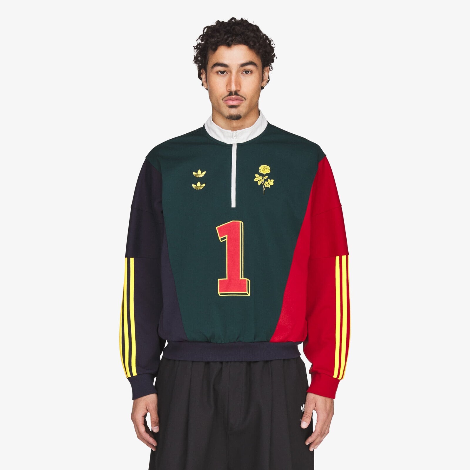 Sweatshirt adidas x Willy Chavarria Chavarria Watsonville Quarter Zip Aurora Ivy/ Legend Ink/ Better Scarlet XL