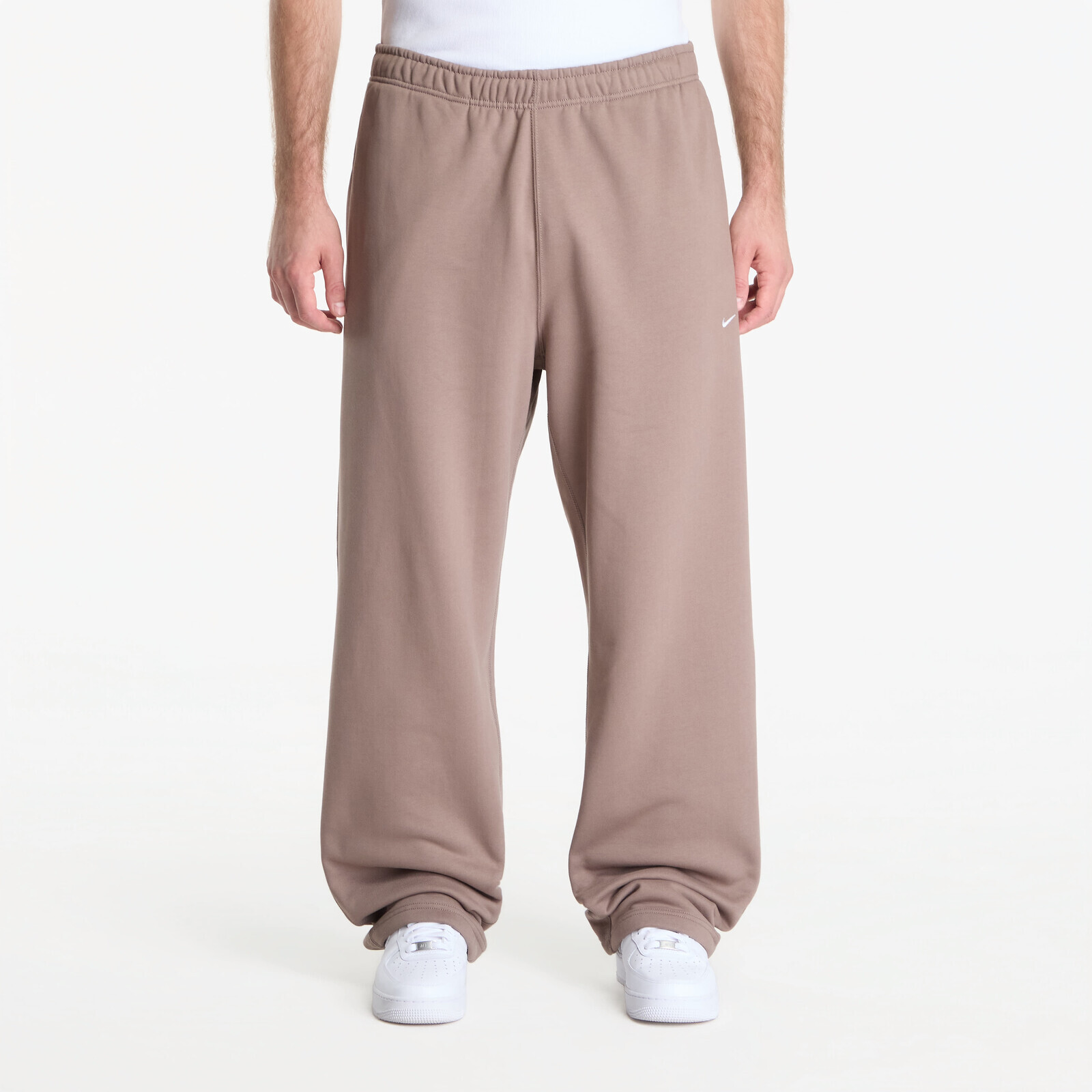 Sweatshirt Nike Solo Swoosh Men's Fleece Open-Hem Pants Mink Brown/ Mink Brown/ White XS
