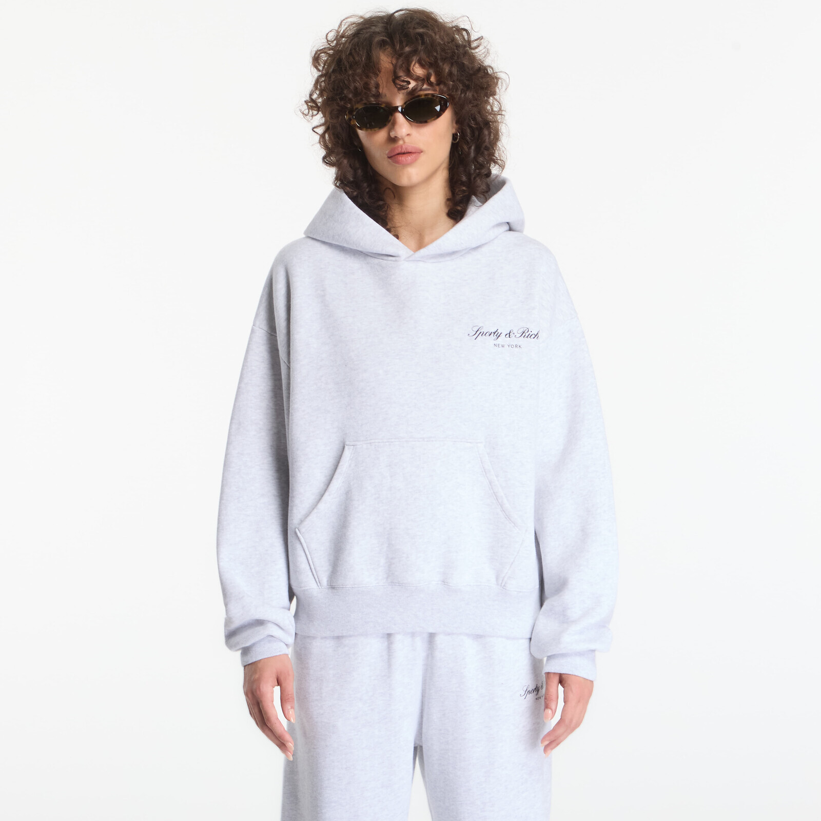 Sweatshirt Sporty & Rich Signature NY Hoodie UNISEX Heather Gray XL