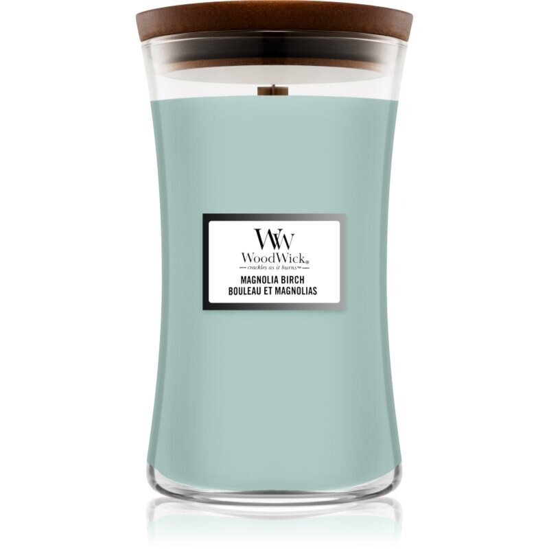 Woodwick Magnolia Birch scented candle with wooden wick 610 g
