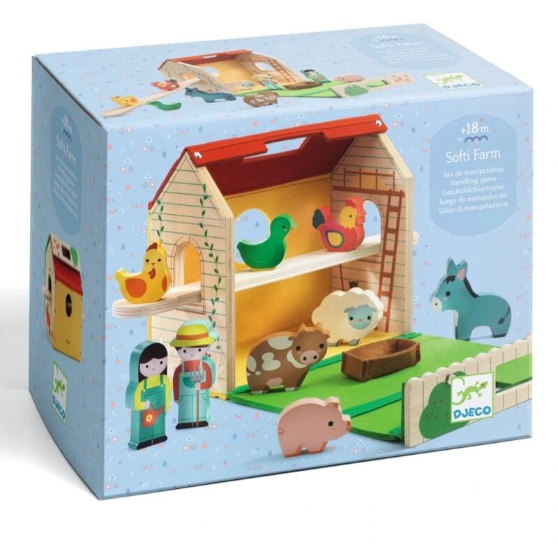 DJECO Wooden Farm toy set wooden 18m+ 11 pc