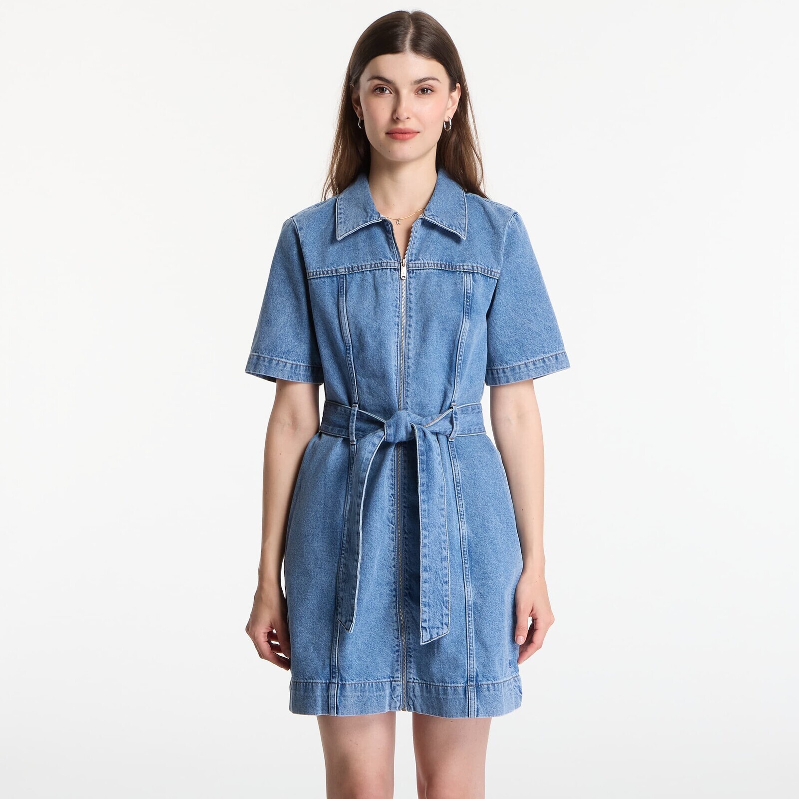 Calvin Klein Jeans Belted Shirt Dress Radio Blues L