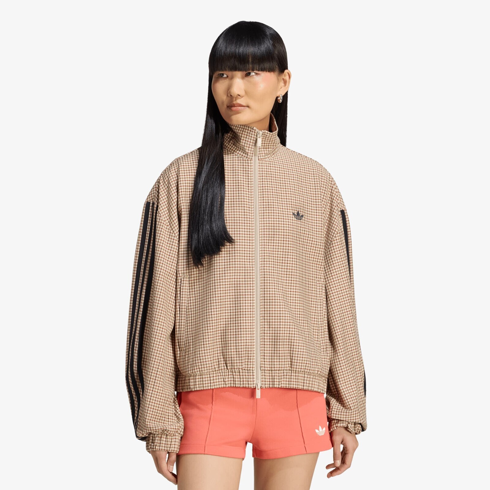 Jacket adidas Badigirl Checks Track Top Crystal Linen/ Aurora Coffee/ Orbit Green/ Vermillion XL