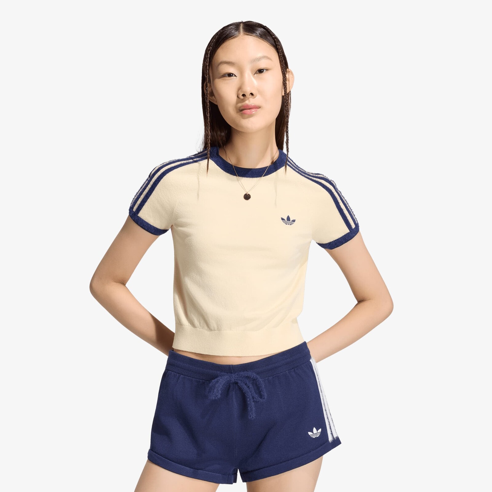 T-shirt adidas Knitted T-shirt Warm Vanilla/ Night Indigo XS