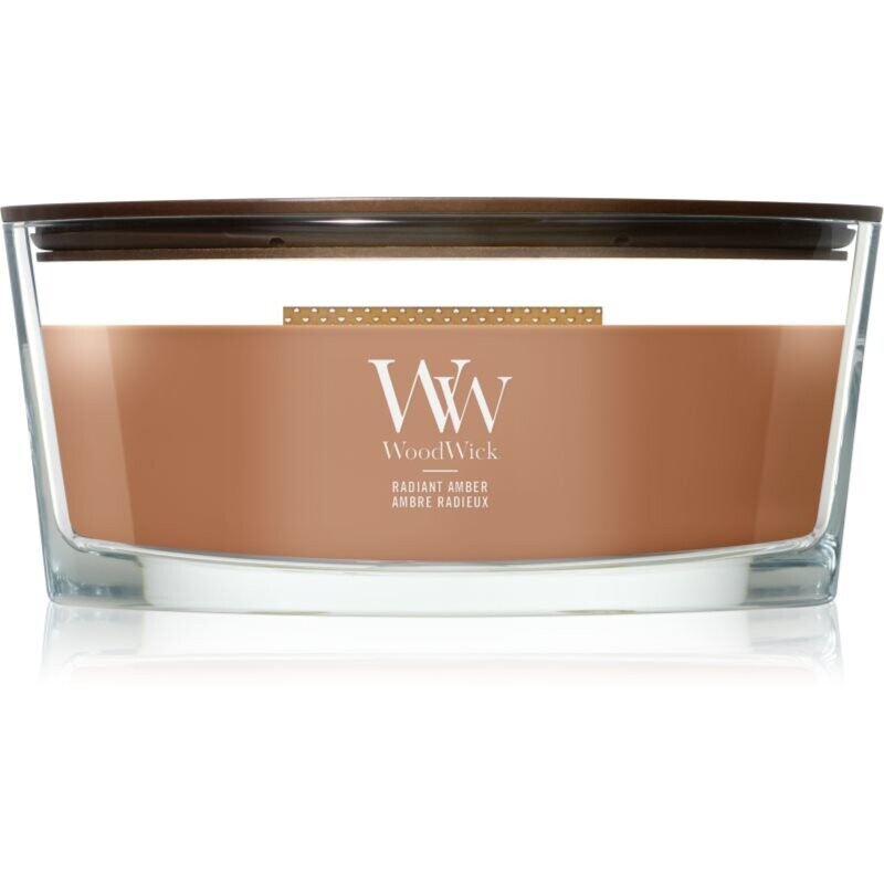 Woodwick Radiant Amber scented candle with wooden wick 453.6 g