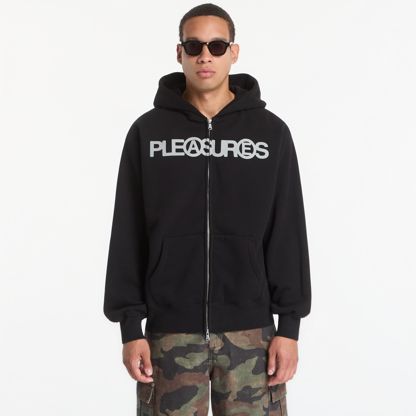 Sweatshirt PLEASURES Zine Zip Hoodie Black XL
