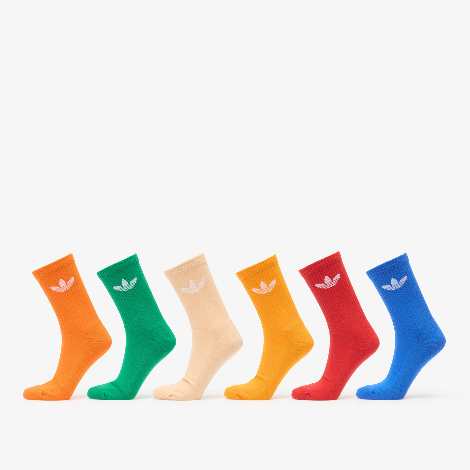 adidas Trefoil Cushion Crew Socks 6-Pack Halo Blush/ Blue/ Green M