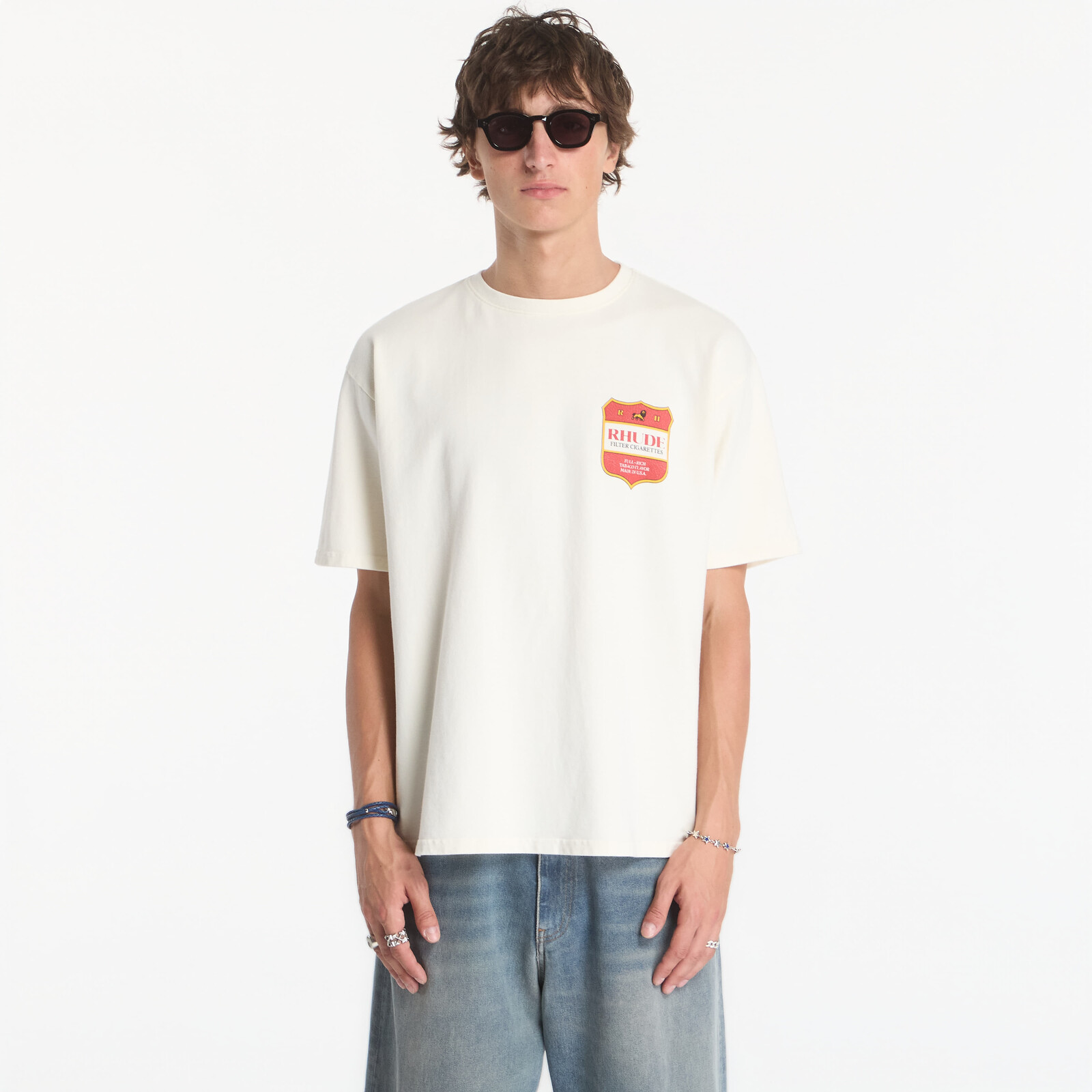 T-shirt Rhude Filtaro Crest Tee Vintage White/ Red/ Yellow XXL