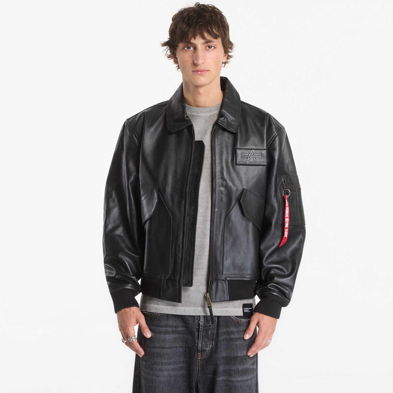 Bomber Alpha Industries CWU-45/P Leather Vintage Black L