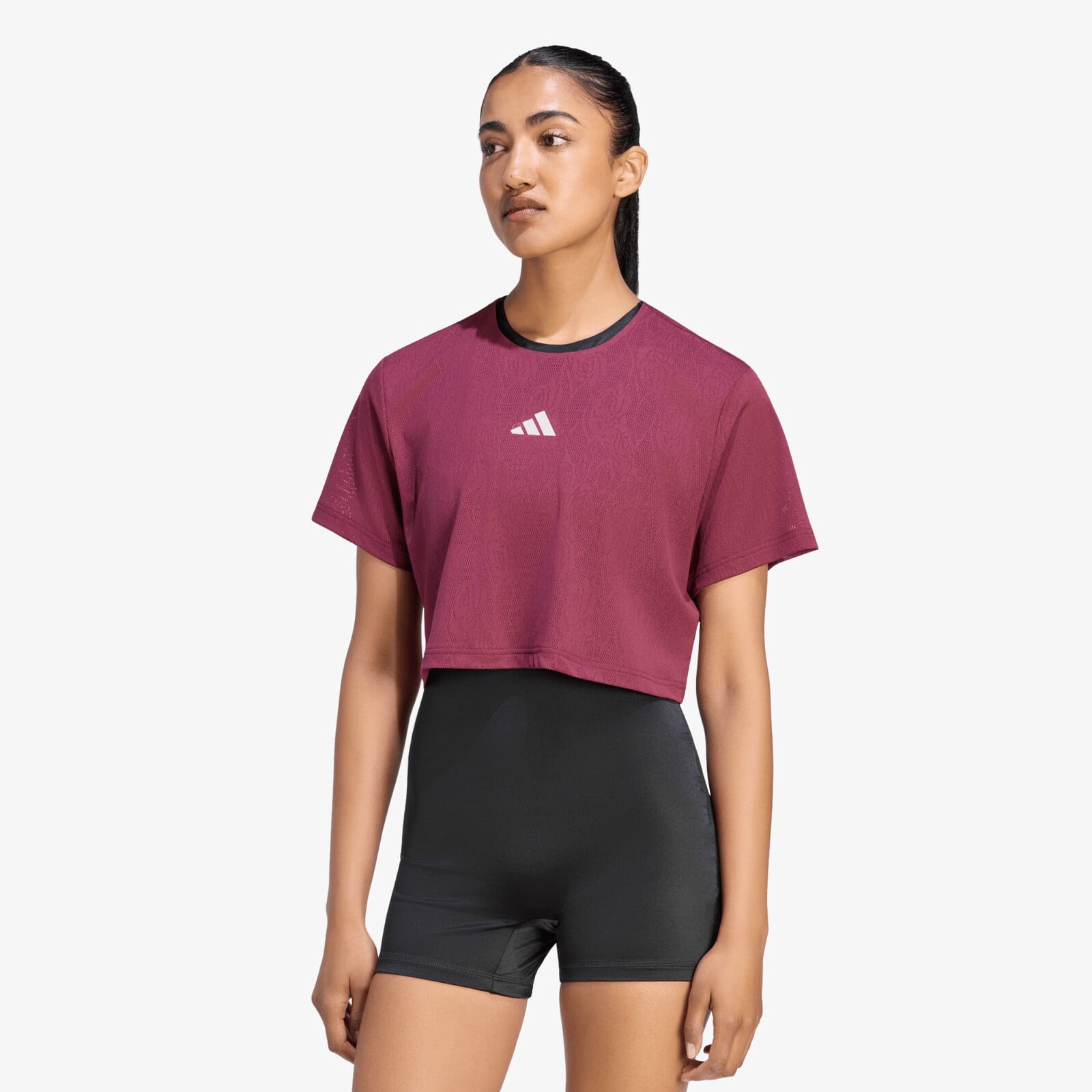 T-shirt adidas Tennis Climacool Lace Crop T-Shirt Pro Maroon S