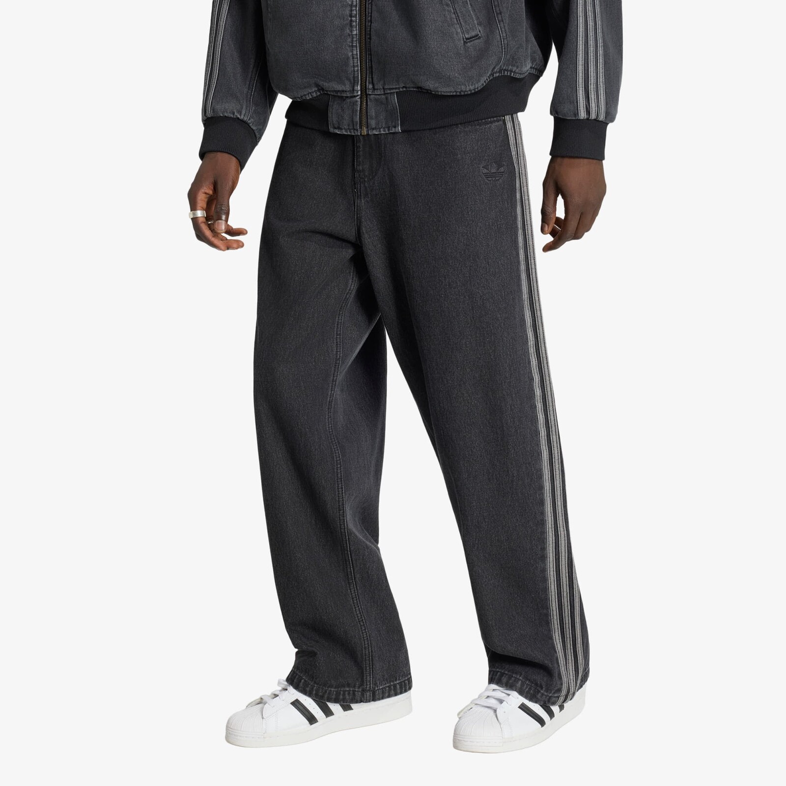 Pants adidas SST Denim Jeans MID-RISE Straight Leg True Black Denim 38