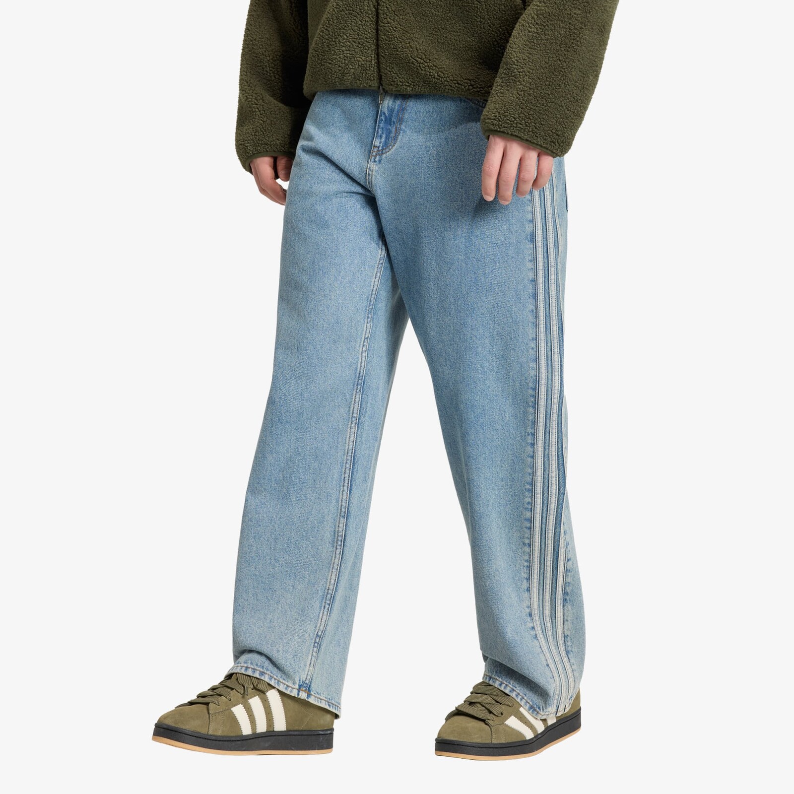 Pants adidas Firebird Adicolor Denim Jeans MID-RISE Straight Leg Worn Blue Denim 30