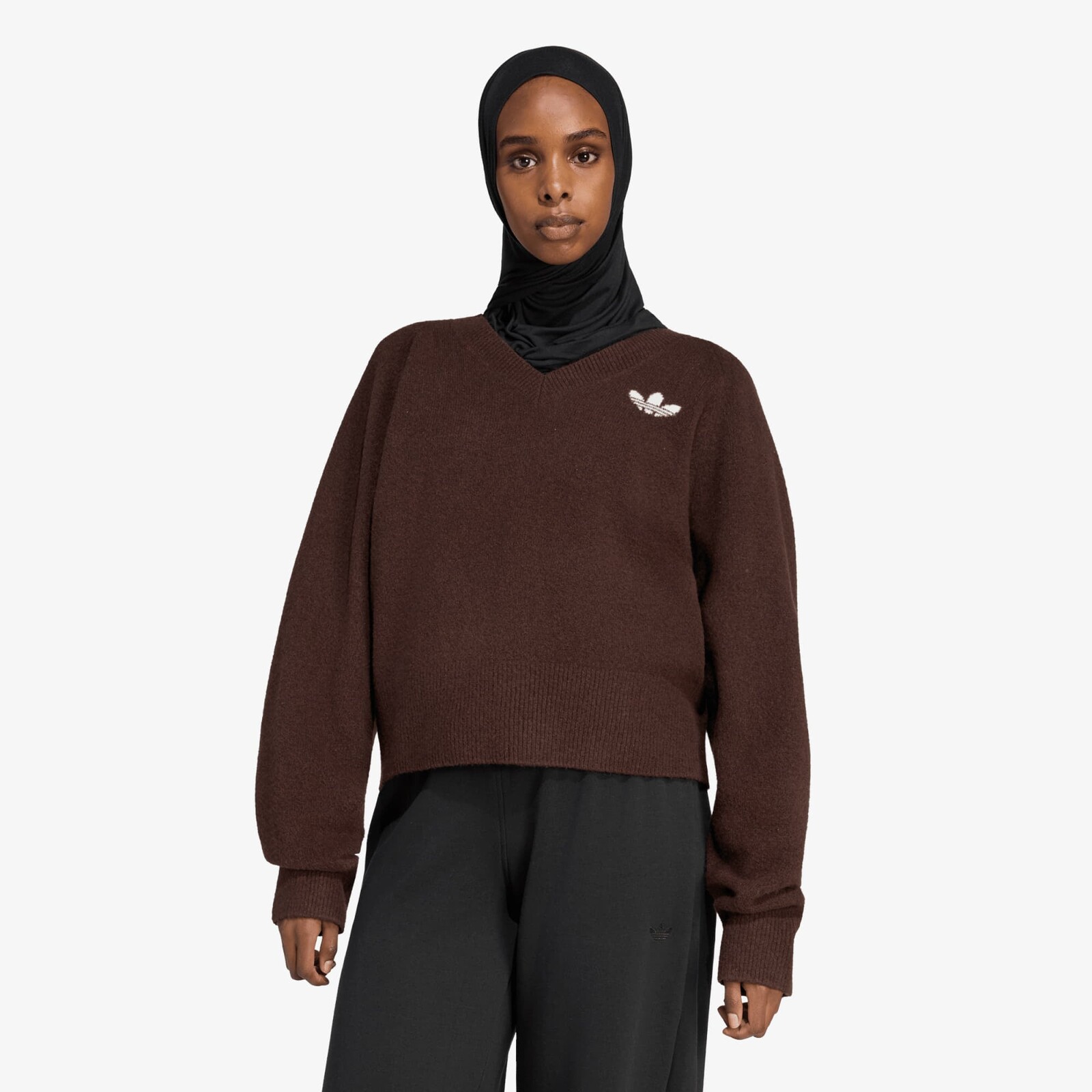 Sweater adidas Essentials Knit V-Neck Sweatshirt Long Sleeve Aurora Coffee M