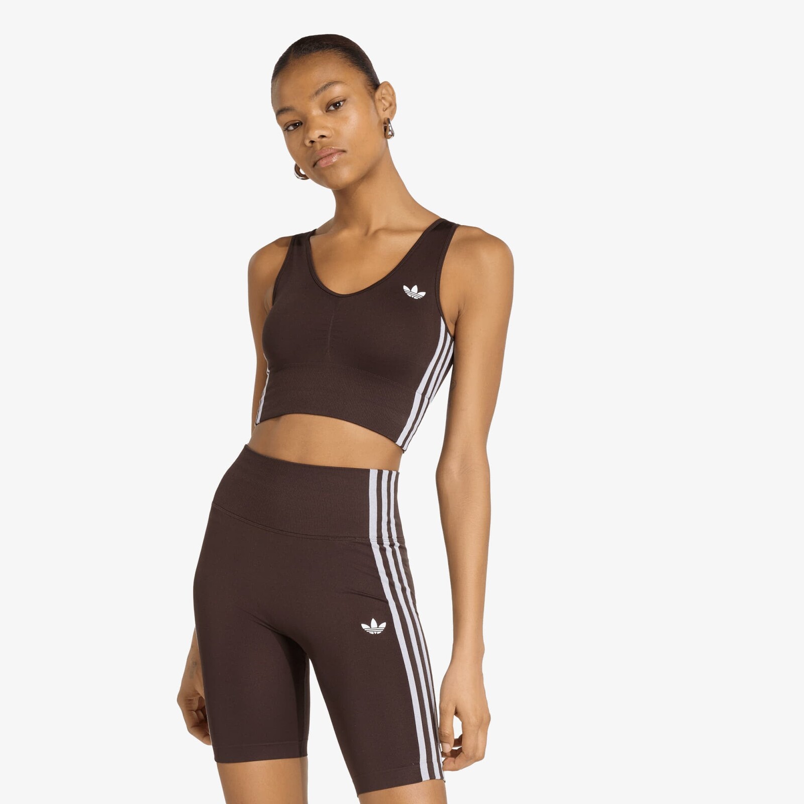 adidas Essentials 3 Stripes Seamless Bralette Aurora Coffee M