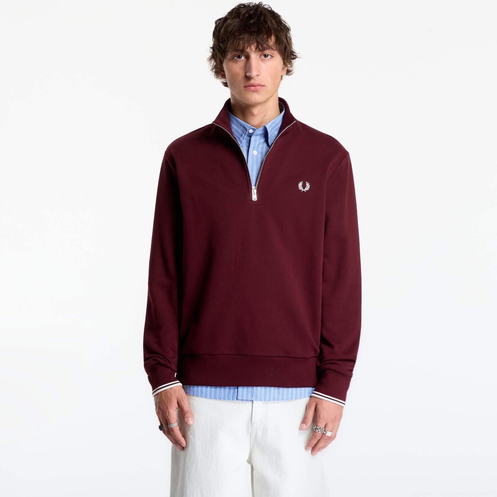 Sweatshirt FRED PERRY Half Zip Sweatshirt Oxblood XL
