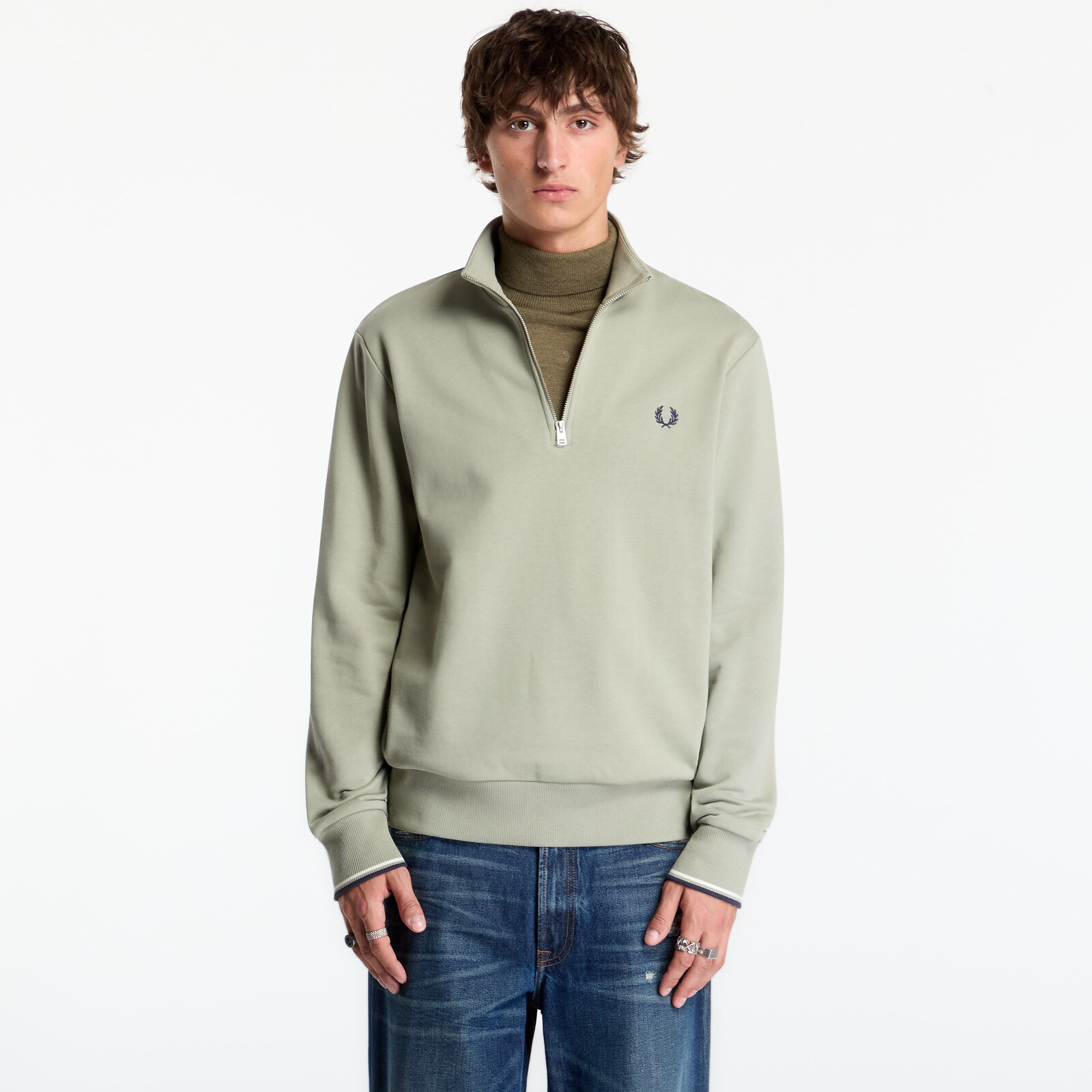 Sweatshirt FRED PERRY Half Zip Sweatshirt Seagrass L