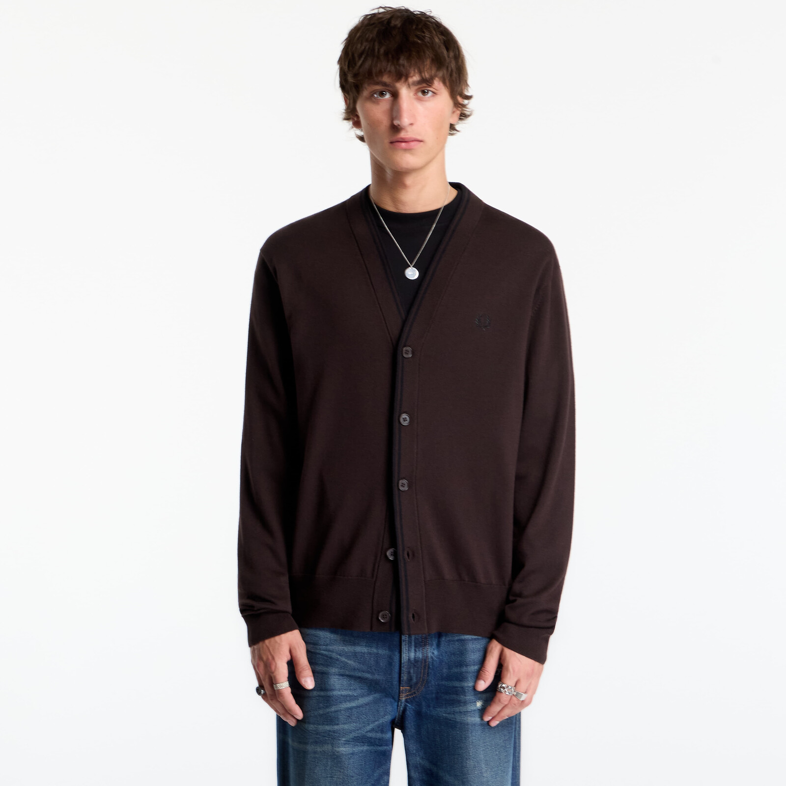 Sweater FRED PERRY Classic Cardigan Rich Brown L