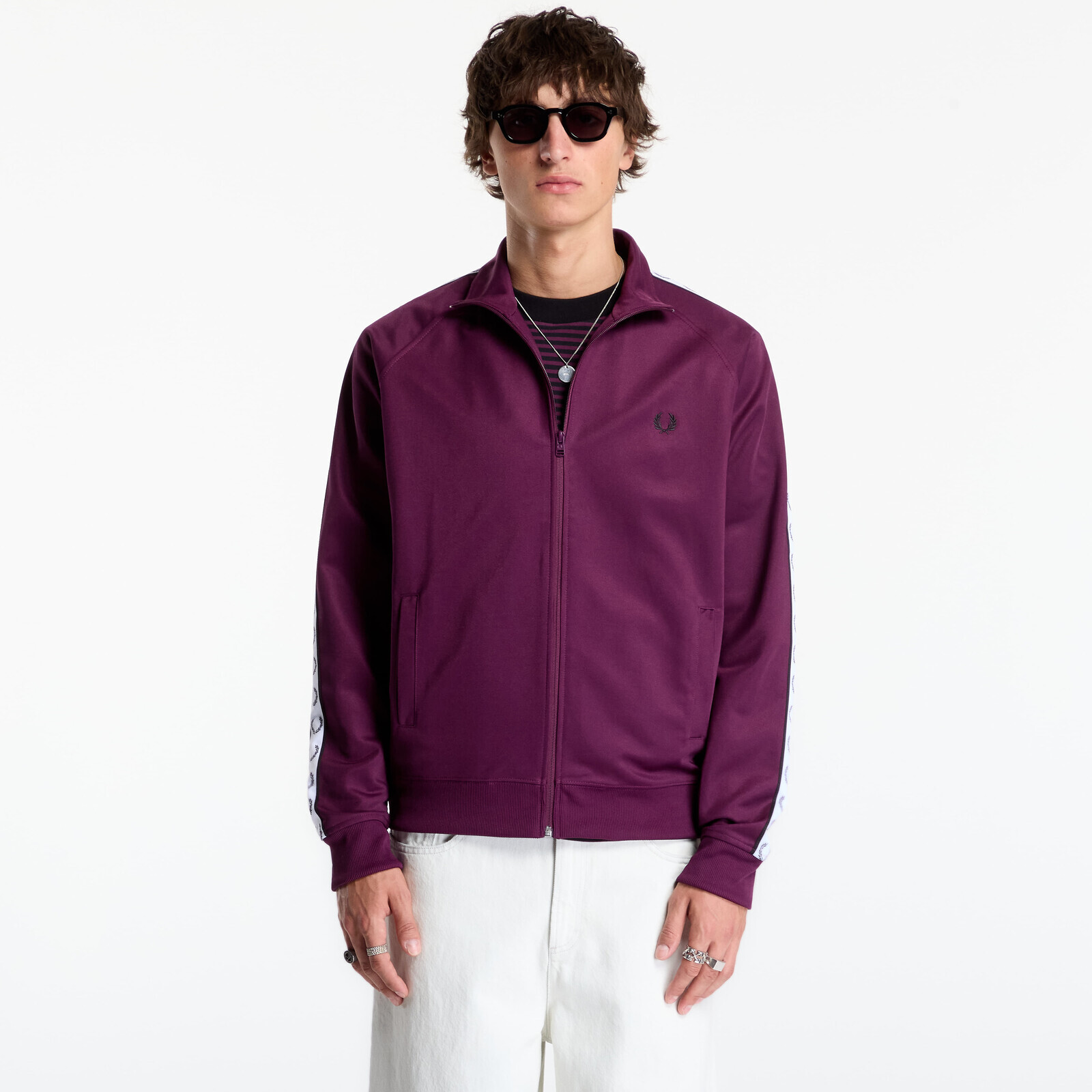 Sweatshirt FRED PERRY Contrast Tape Track Jacket Plum M