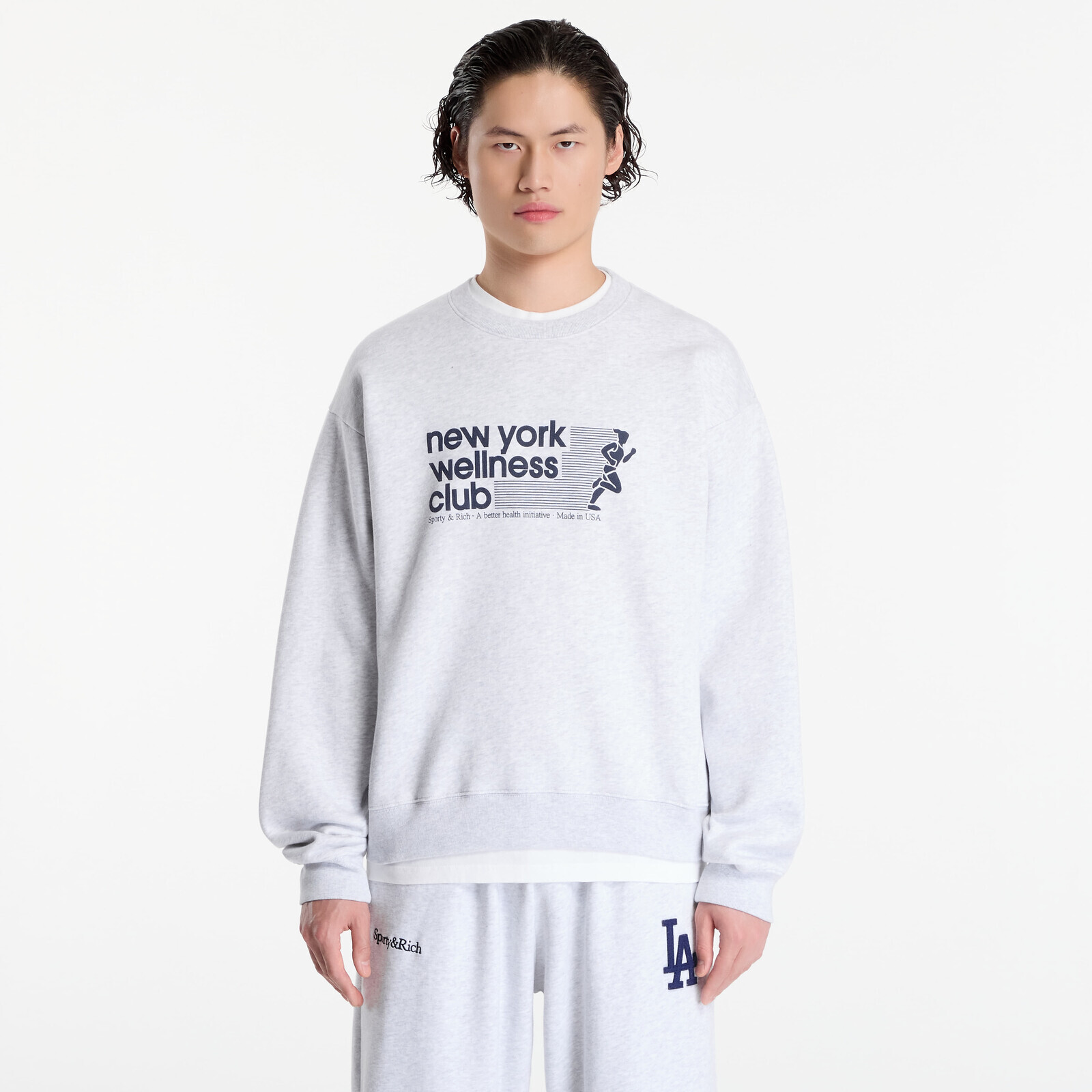 Sweatshirt Sporty & Rich USA Wellness Club Crewneck UNISEX Heather Gray XL
